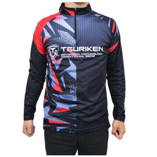 釣研ジップシャツTZ221 レッド | 釣研- TSURIKEN