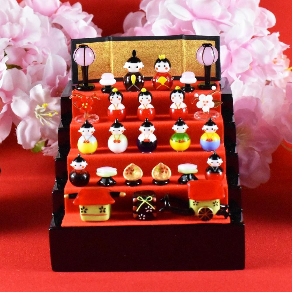 ガラス細工のお雛様｜春の豆雛五段飾り｜フォーカートグラスワークス