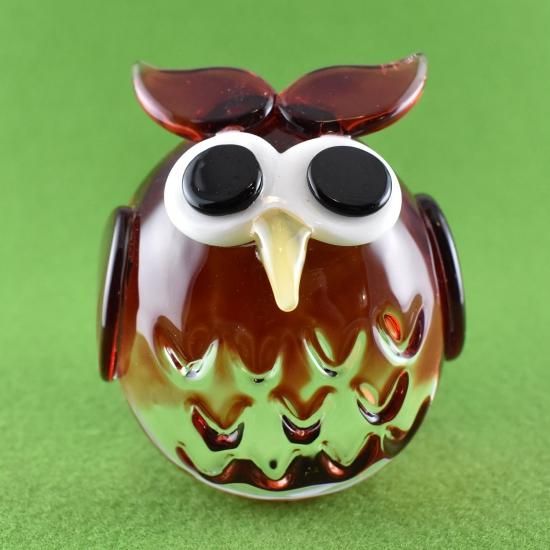 ガラス細工｜風水ふくろう幸福GR｜フォーカートグラスワークス