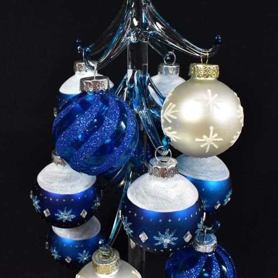 クリスマスガラス細工｜ボールツリースノーブルー｜フォーカートグラス