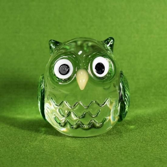 ウランガラス ふくろう 小物入れ 置物 ウランガラス ふくろう 小物入れ