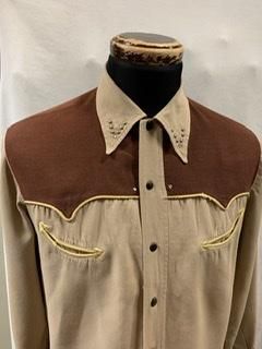 40s 50s HbarC ツートーン 切替 ウエスタンシャツ ギャバジン スタッズ