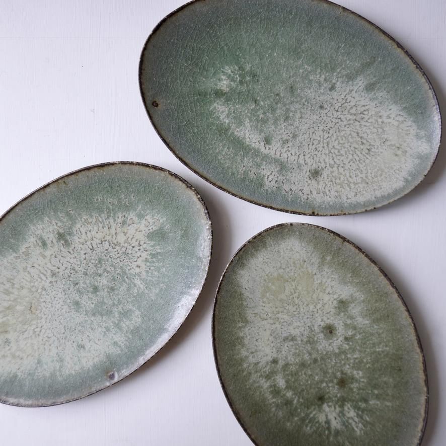 青灰白オリーブオーバル皿 小 - gallery, あるゐは_shop