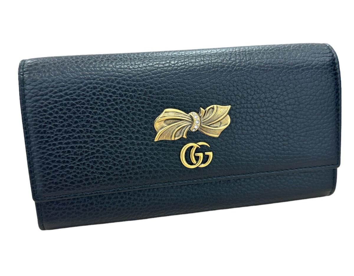 グッチ/GUCCI/GGマーモント/長財布/財布/リボン/リボンモチーフ
