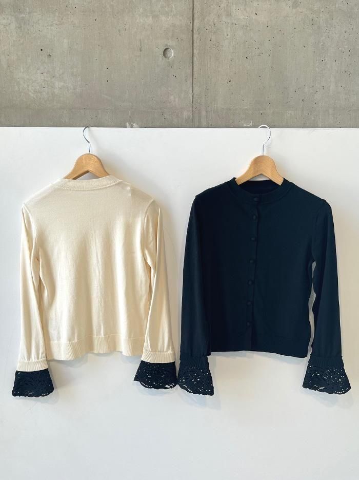 Mame Kurogouchi(マメクロゴウチ)/Detachable Embroidery Cuff Knitted