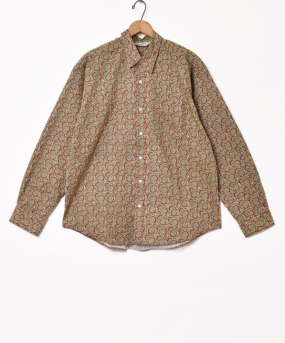 3色展開】「Backers」ペイズリー柄 長袖シャツ ワインレッド - 古着屋