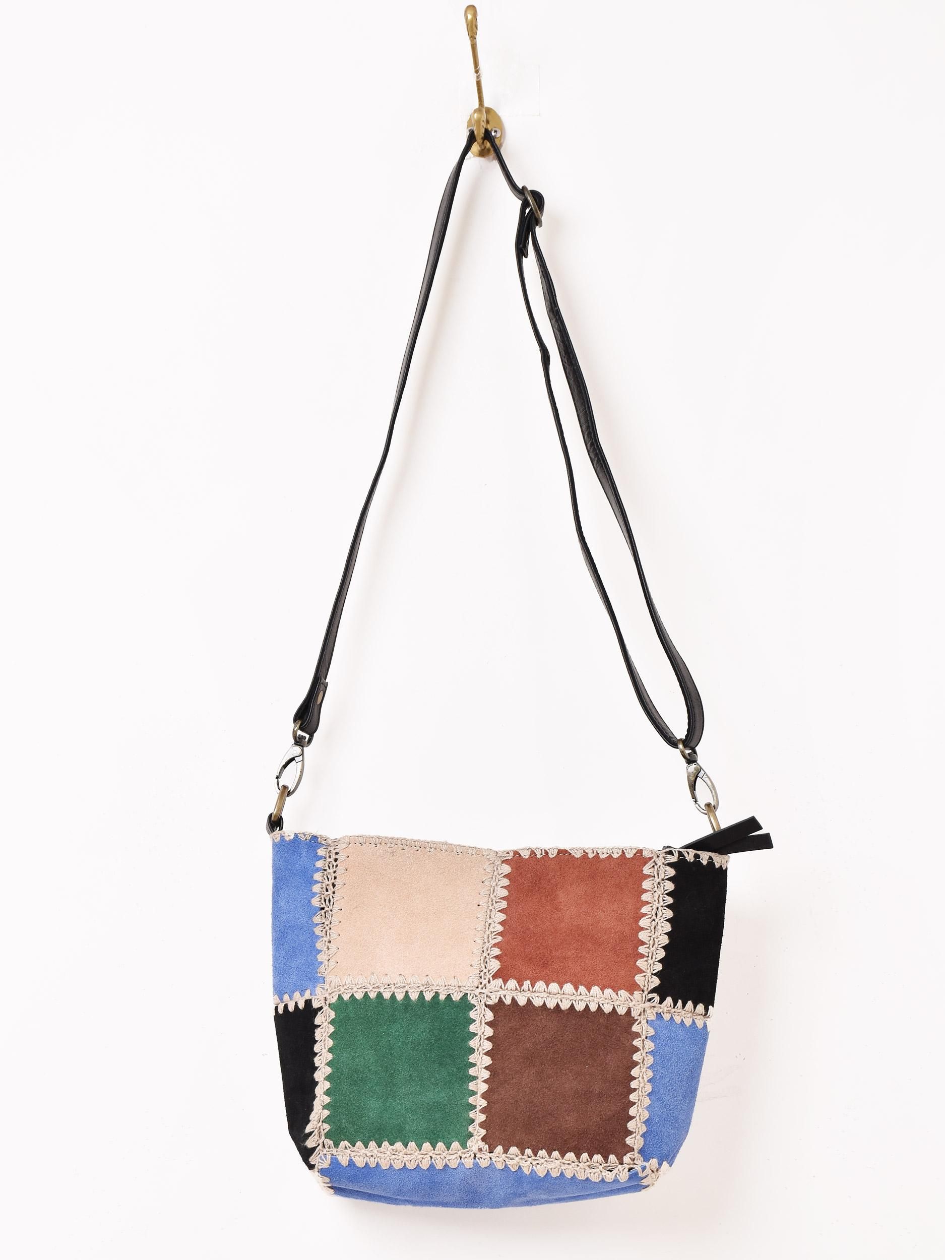 スエード パッチワーク ショルダーバッグ | 本革仕様 - 古着屋