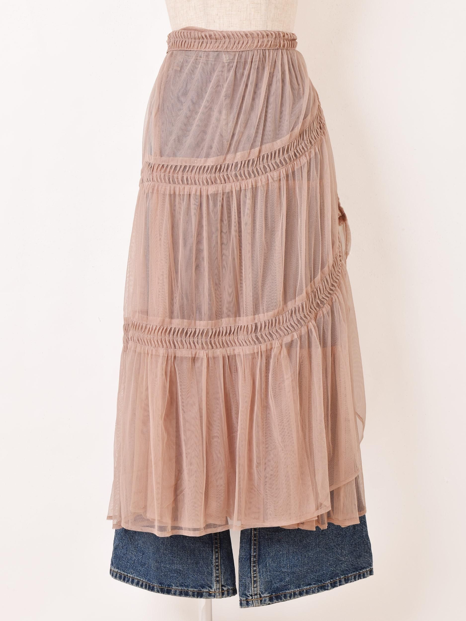 3色展開】「Emerald Motel」チュール フリル ラップスカート ピンク