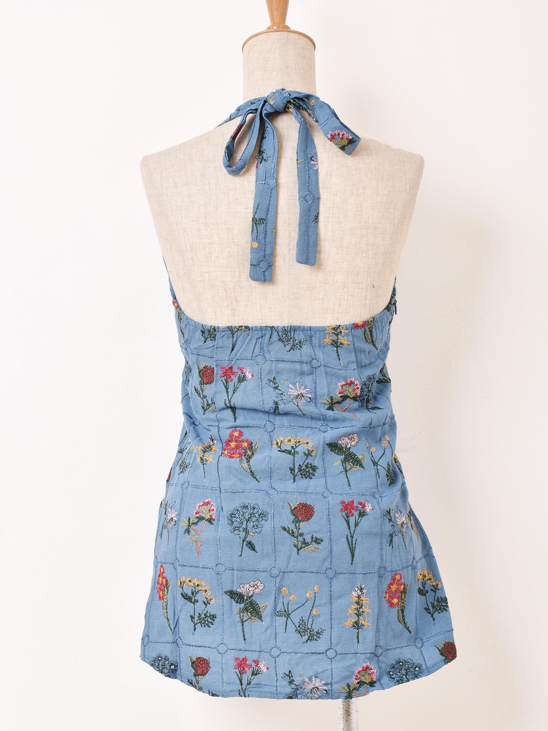 Meridian」フラワー刺繍 ホルターネック キャミソール - 古着屋
