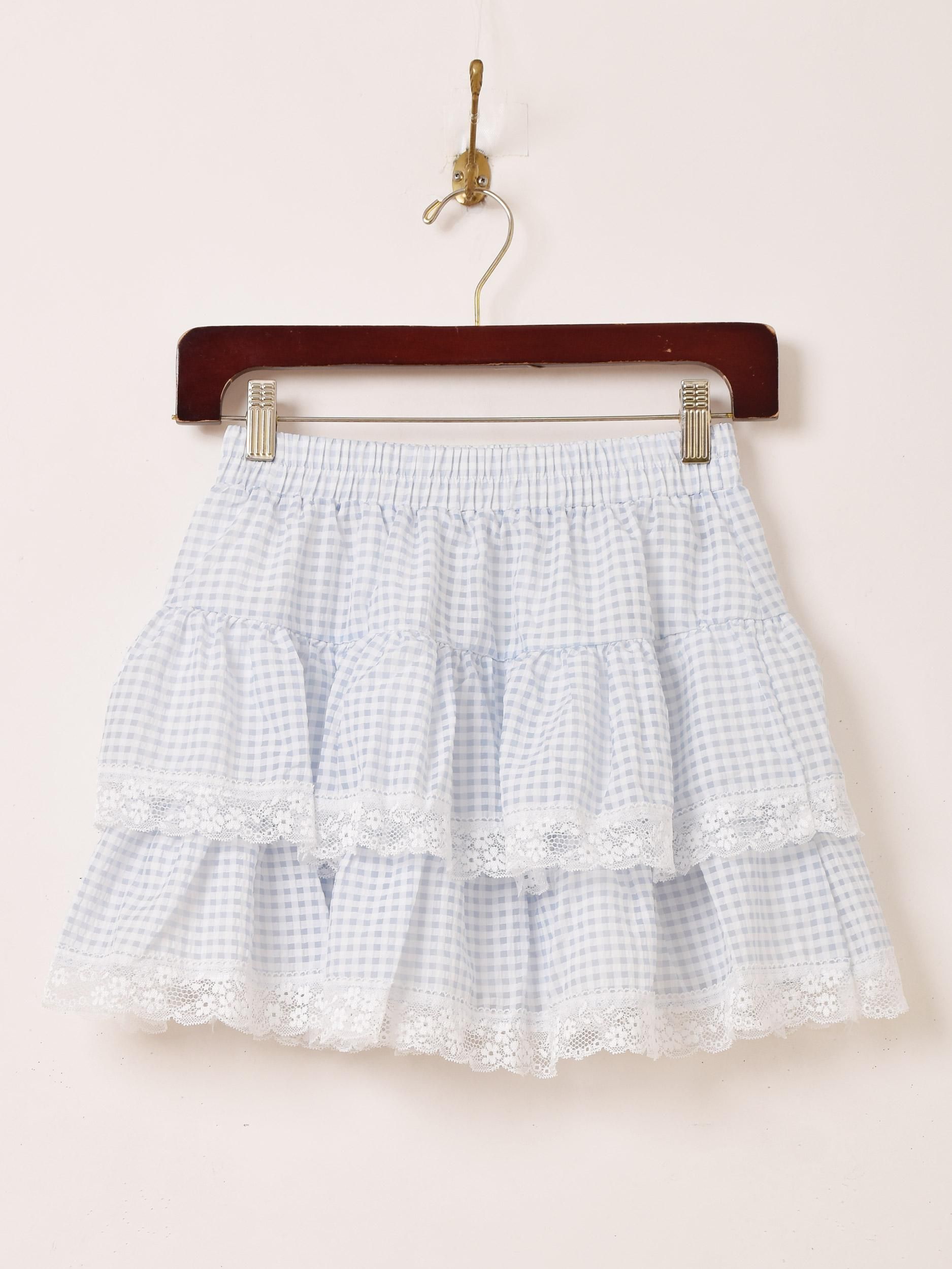 2色展開】「Meridian」ギンガムチェック フリルレース ミニスカート