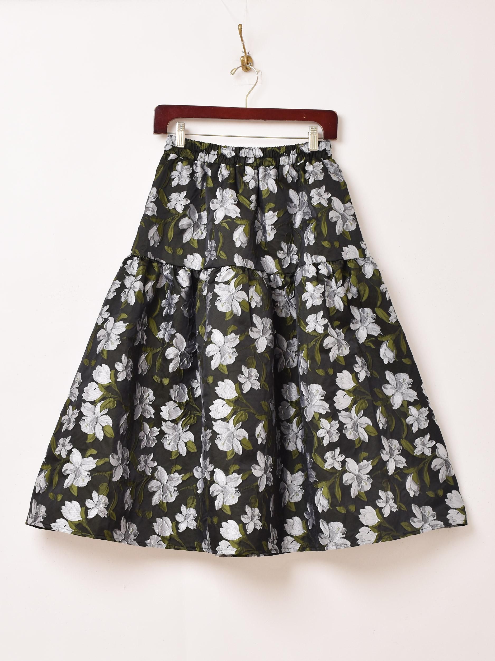 花柄ジャガードスカート | Meridian - 古着屋グレープフルーツ ムーン