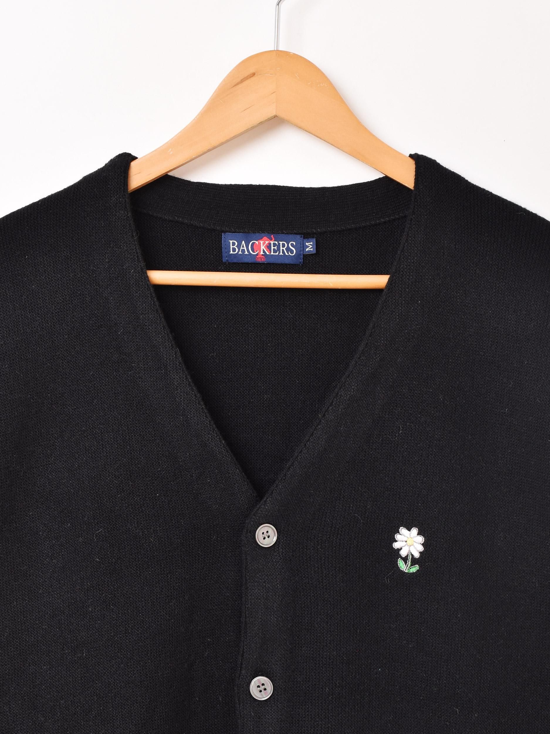 Backers ワンポイント刺繍 カーディガン | ブラック - 古着屋