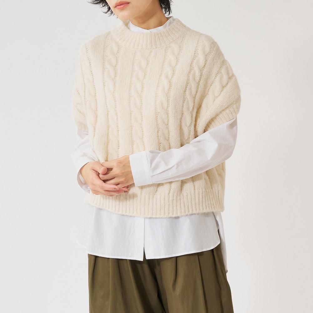 エアーアルパカ ケーブル編みベスト | ニット - STAMPS ONLINE STORE