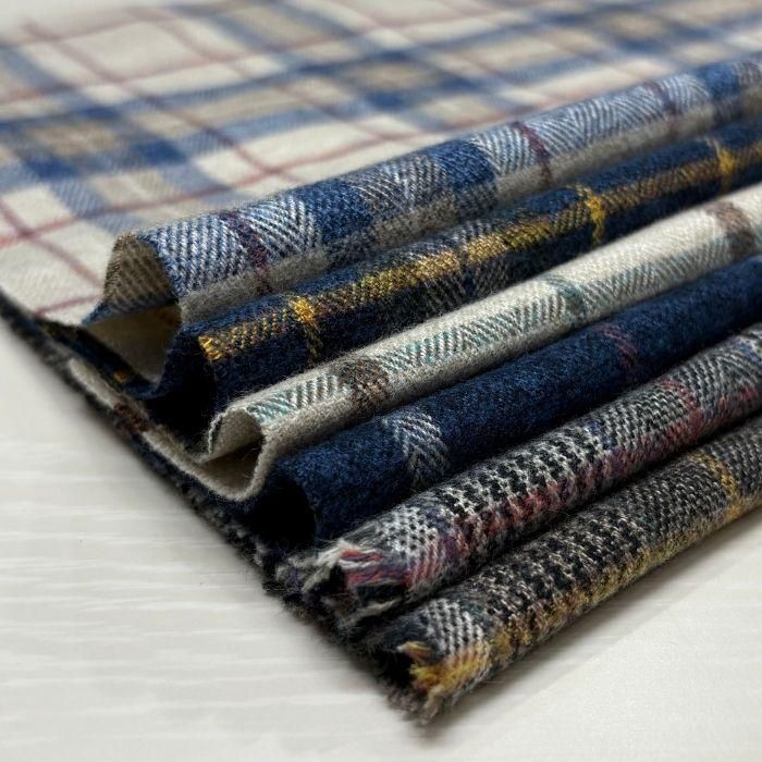 撚り杢 コットン ヘリンボン 起毛 チェック - mulberry fabric