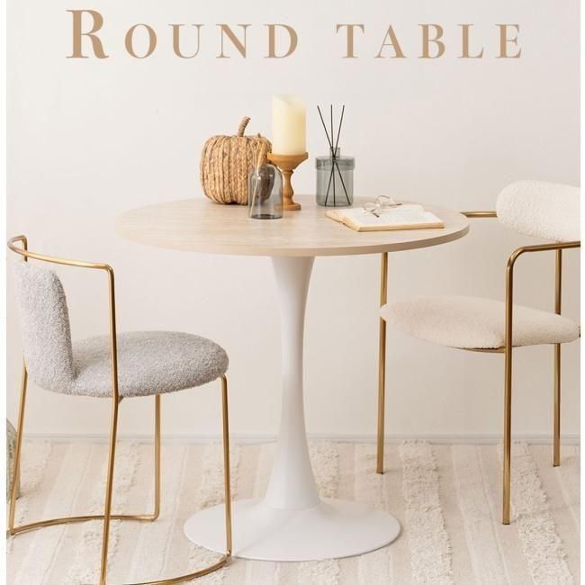大理石調ラウンドテーブル | 80cm | ダイニング・カフェ風 - リ