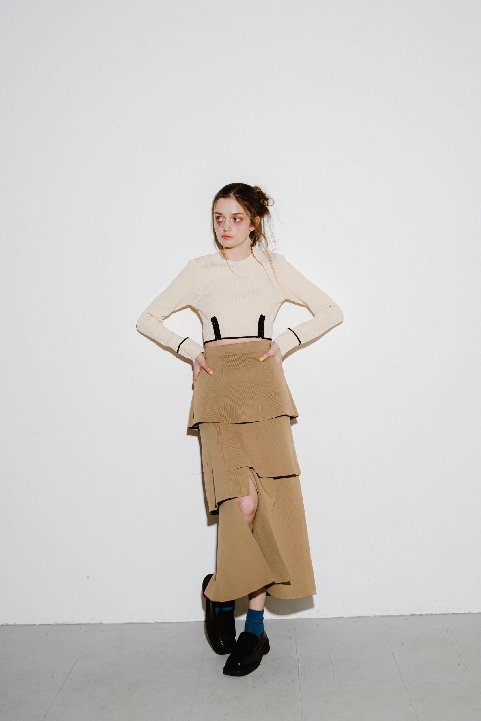 ニットティアードスカート（BEIGE） - PINUE
