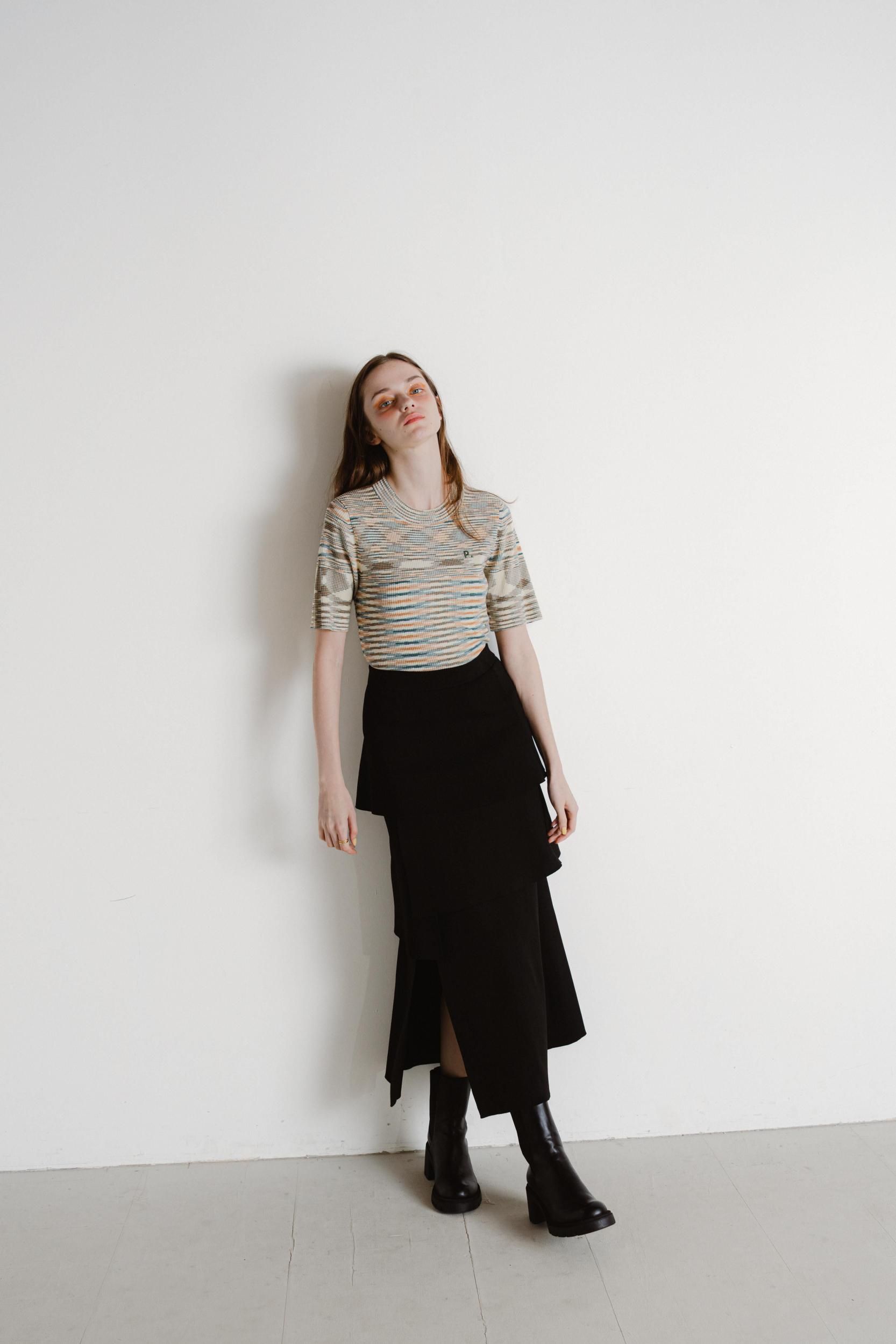 ニットティアードスカート（BLACK） - PINUE