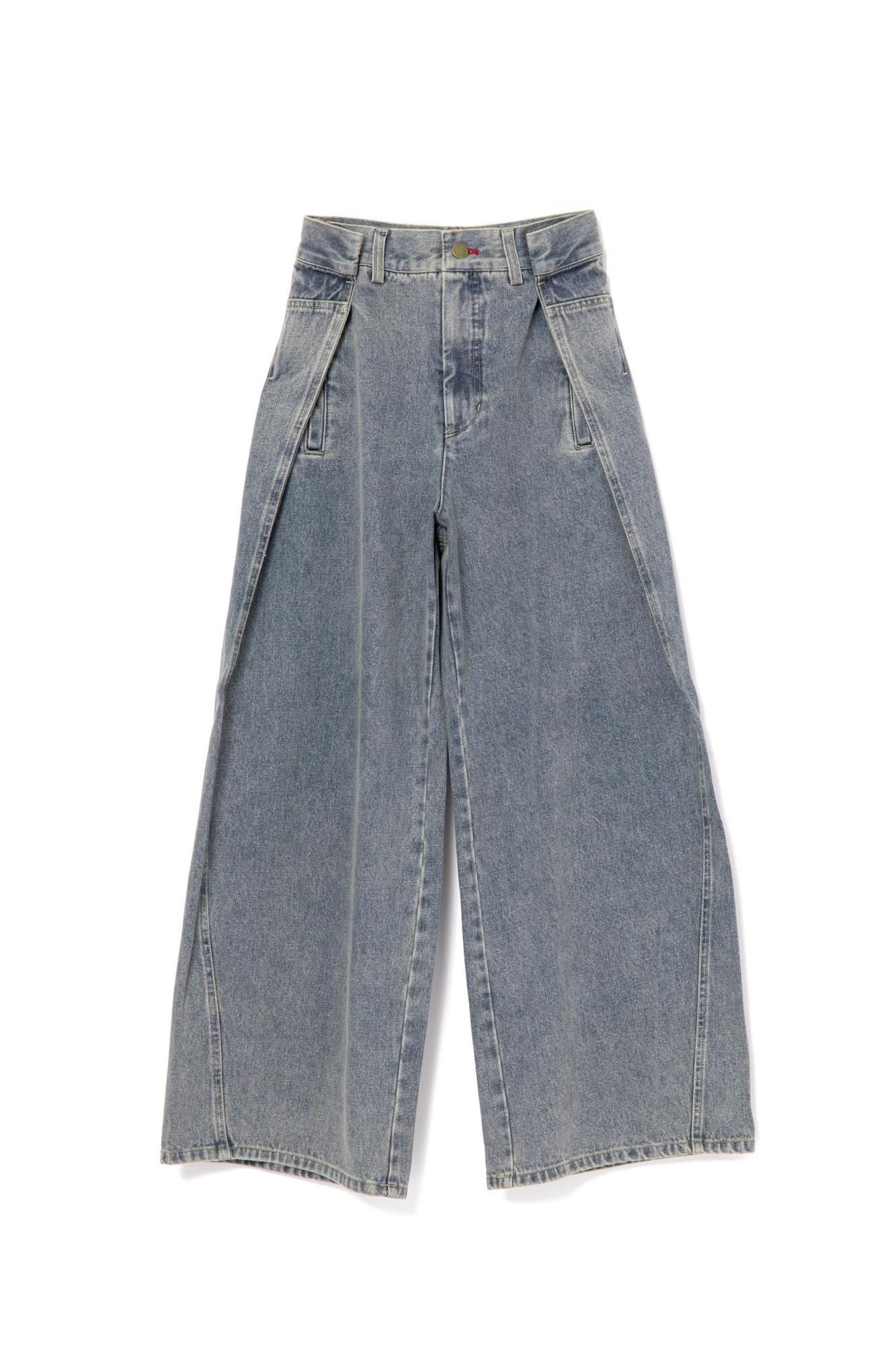 サイドタックデニムパンツ（BLUE） - PINUE