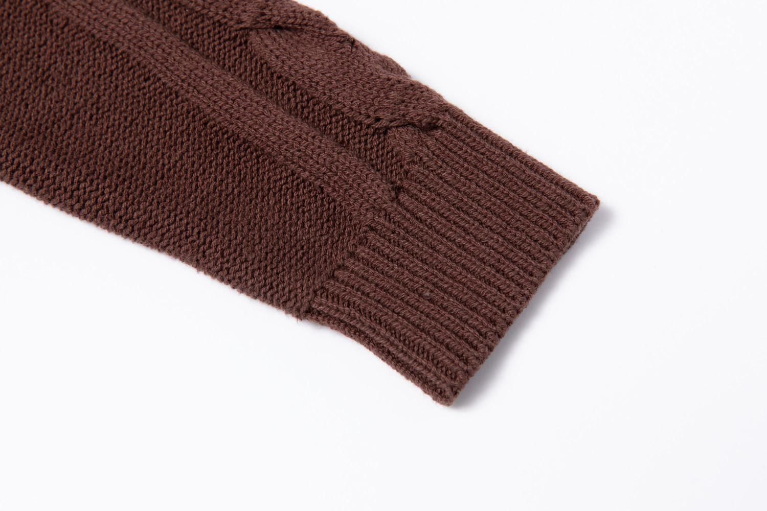 ポロカラーリブニットワンピース（CHOCOLATE） - PINUE