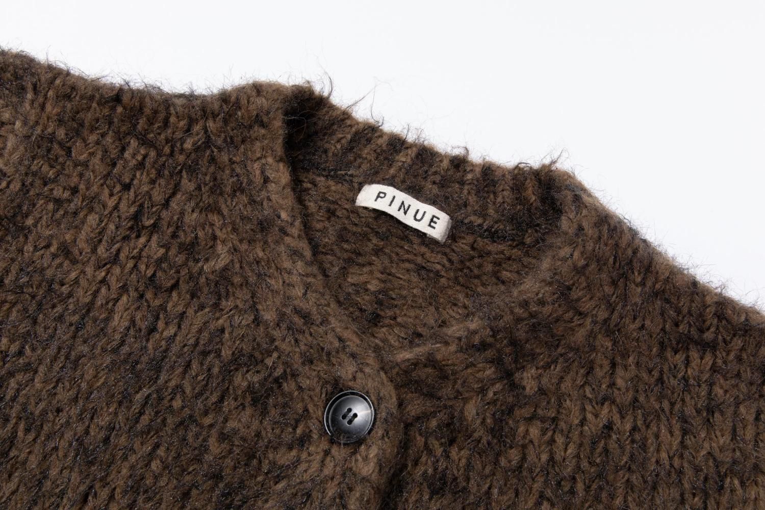 シャギーMIXニットカーディガン（BROWN） - PINUE