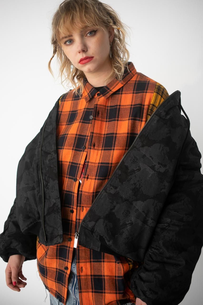 バックジップ切替チェックシャツ - ROY reflect overjoy