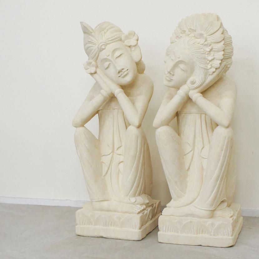 バリ石像 バリニーズカップル 特大 /H63cm/SD-017-3 - アジアン家具と