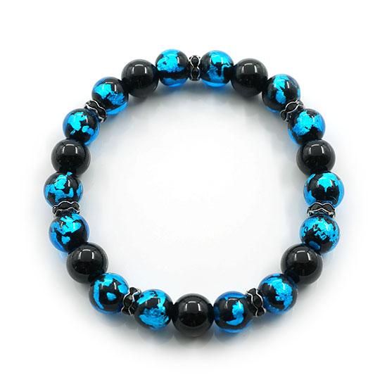 深海ブルー®とんぼ玉ブレスレット オニキス 10mm メンズ【AAL2238SBD