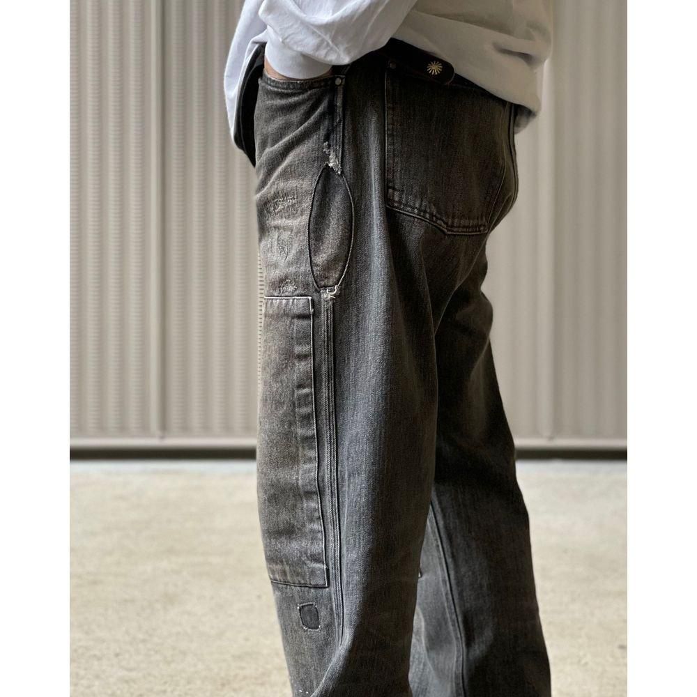 BOWWOW「30S BLACK DENIM PANTS REPAIRED - デニムパンツ」 - Mate-N-Raw