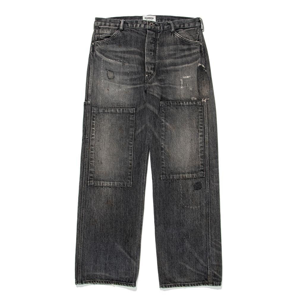 BOWWOW「30S BLACK DENIM PANTS REPAIRED - デニムパンツ」 - Mate-N-Raw