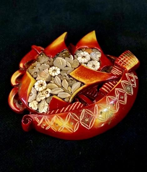 アンティーク帯留 帆船 綺麗な彫り 大正ロマン アンティーク帯留 帆船