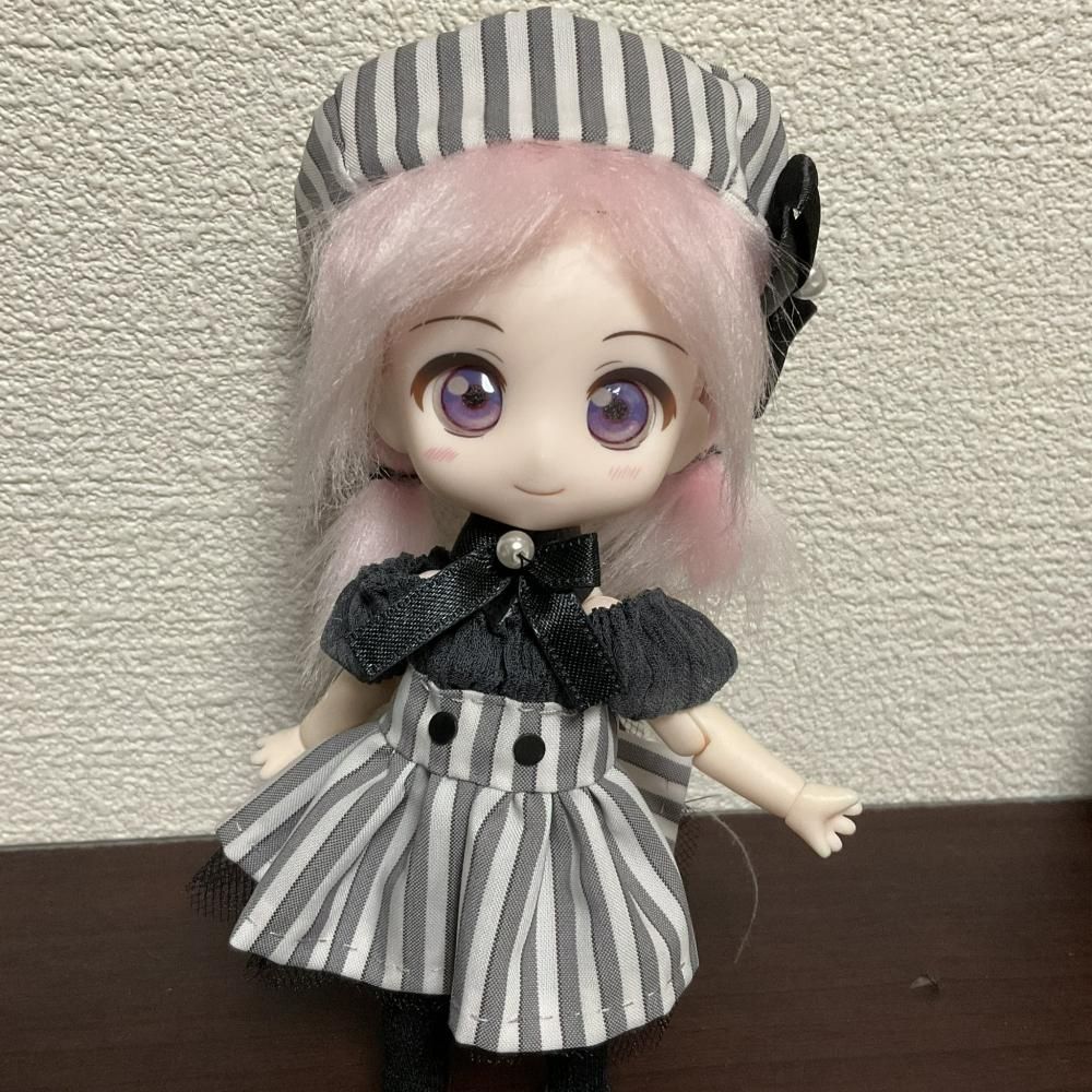 オビツ11・ねんどろいどどーる・ドル活7cm クラシカルワンピ縞 二夜の