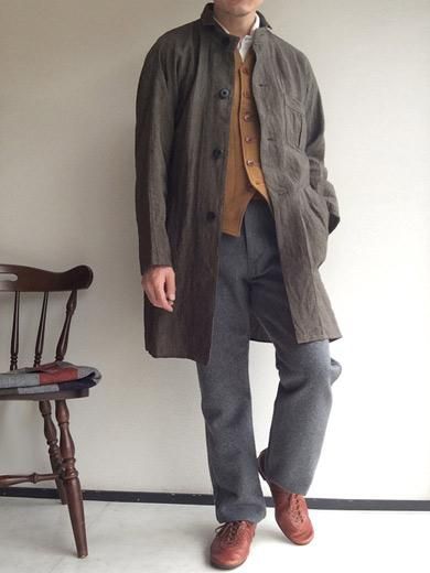 クラシックファーマーズリネンコート セピア classic farmers linen
