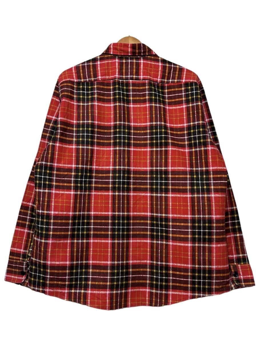 70s Sears Print Flannel L/S Shirt 赤黄 L シアーズ 長袖 プリント