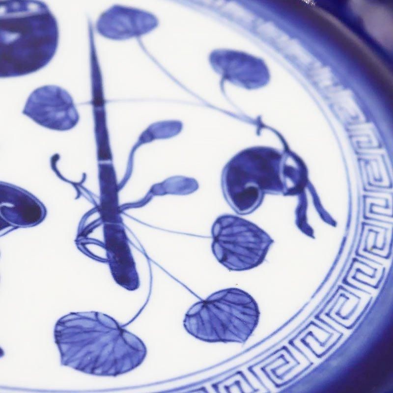 アンティーク瑠璃色大皿 葵の葉模様 江戸・明治時代