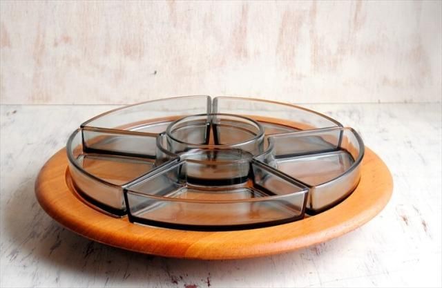 デンマーク製 DIGSMED チーク回転トレイ ヴィンテージ