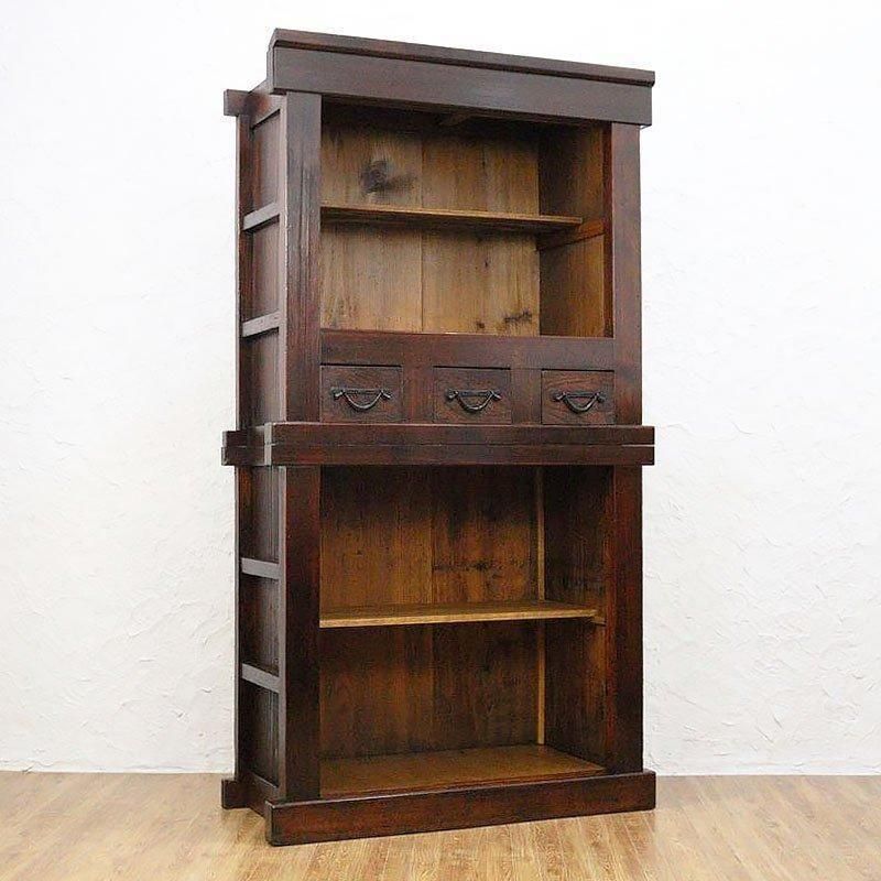 重厚感あるアンティーク食器棚 明治-大正時代製