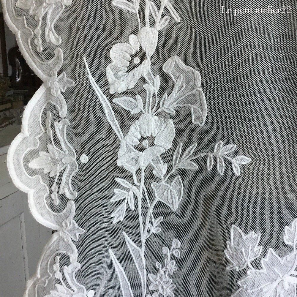 フランス 19世紀 アンティークカーテン オフホワイト