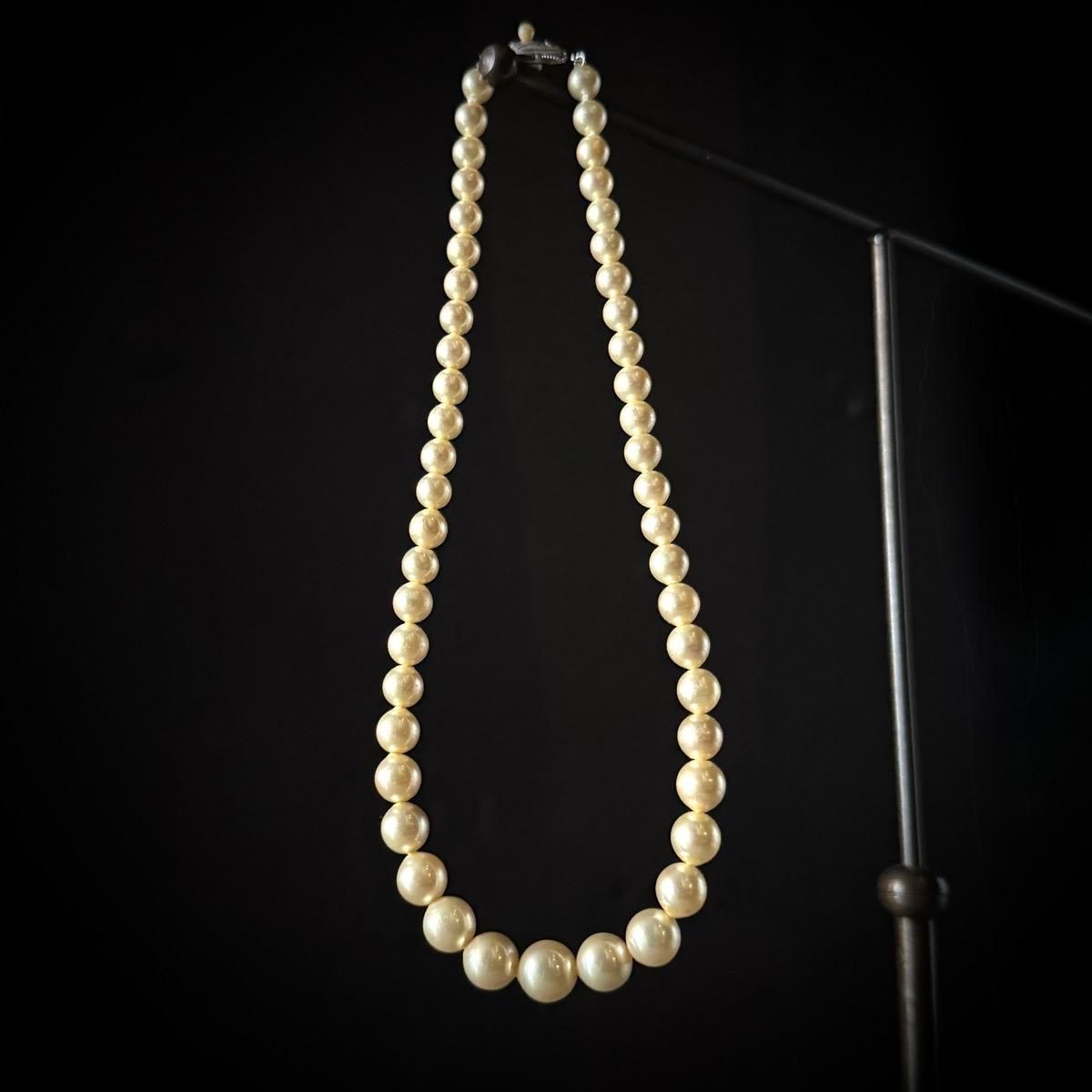 ヴィンテージ シルバー ガラスパール グラデーション ネックレス