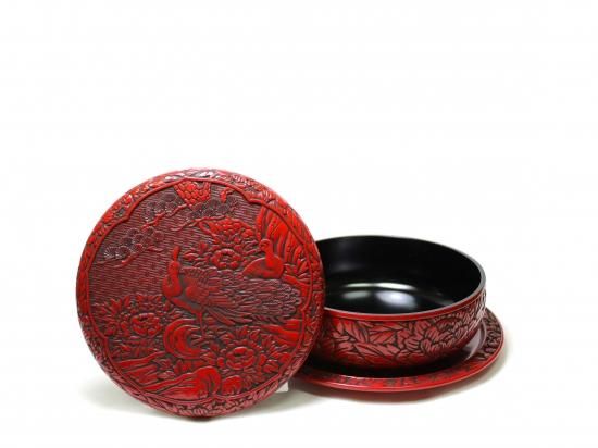 仙台堆朱 盆付菓子器 花鳥彫 - Shimanuki Online Shop