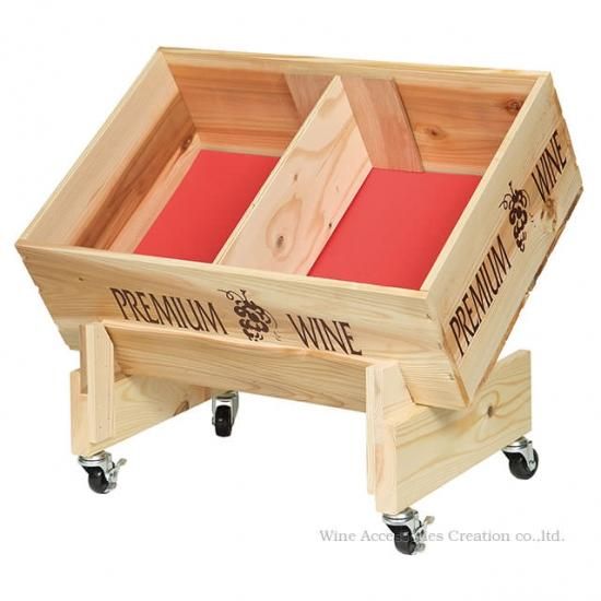 ワイン木箱 陳列用1段ラック 仕切り＆キャスター付き | ワイン