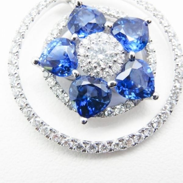 サファイア ダイヤモンドフラワーモチーフネックレス SA 3.08ct D 1.13