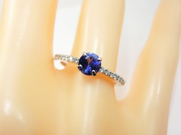 タンザナイト ダイヤモンドリング TA 0.52ct D 0.13ct Pt950 GGSJ鑑別書付