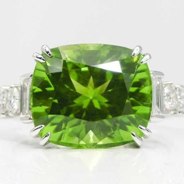 ペリドット ファンシーカットダイヤモンドリング PE 4.385ct D 0.52ct