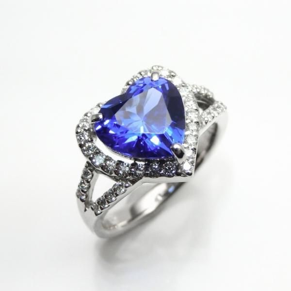 ハートシェイプタンザナイト ダイヤモンドリング TA 2.301ct D 0.31ct