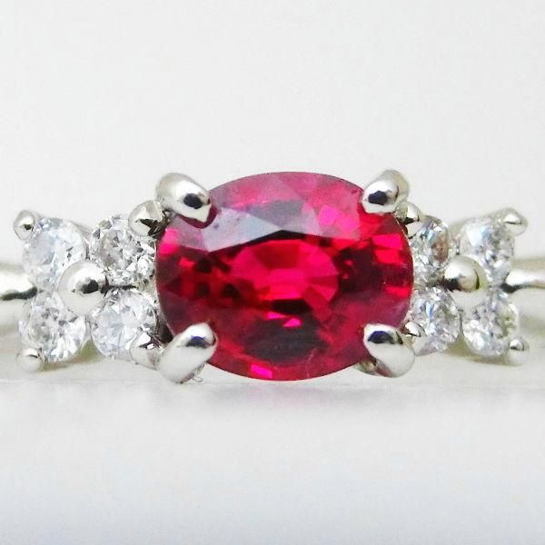 ミャンマー産非加熱ルビー ダイヤモンドリング R 0.45ct D 0.08ct