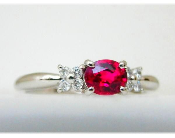 ミャンマー産非加熱ルビー ダイヤモンドリング R 0.45ct D 0.08ct