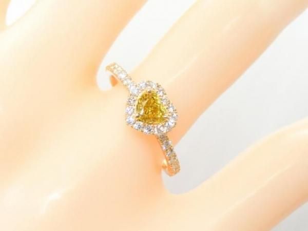 ファンシービビッドイエロー ハートシェイプダイヤモンドリング D