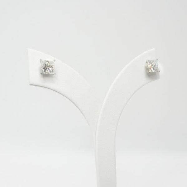 1カラットアッププリンセスカットダイヤモンドピアス D 1.014ct I-SI1