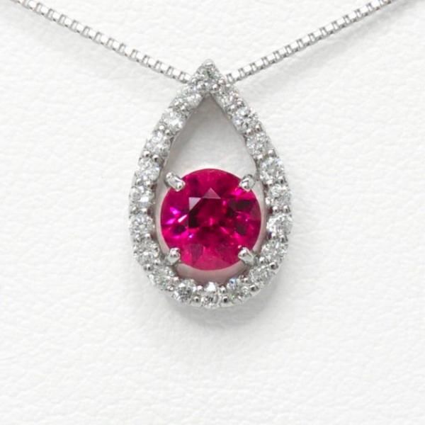 ルビー ダイヤモンドネックレス R 0.57ct D 0.15ct 45cm Pt950 日独