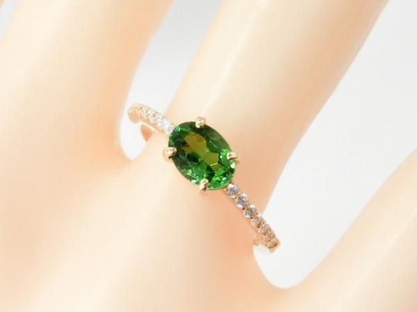 クロムトルマリン ダイヤモンドリング TR 0.781ct D 0.13ct K18YG GGSJ